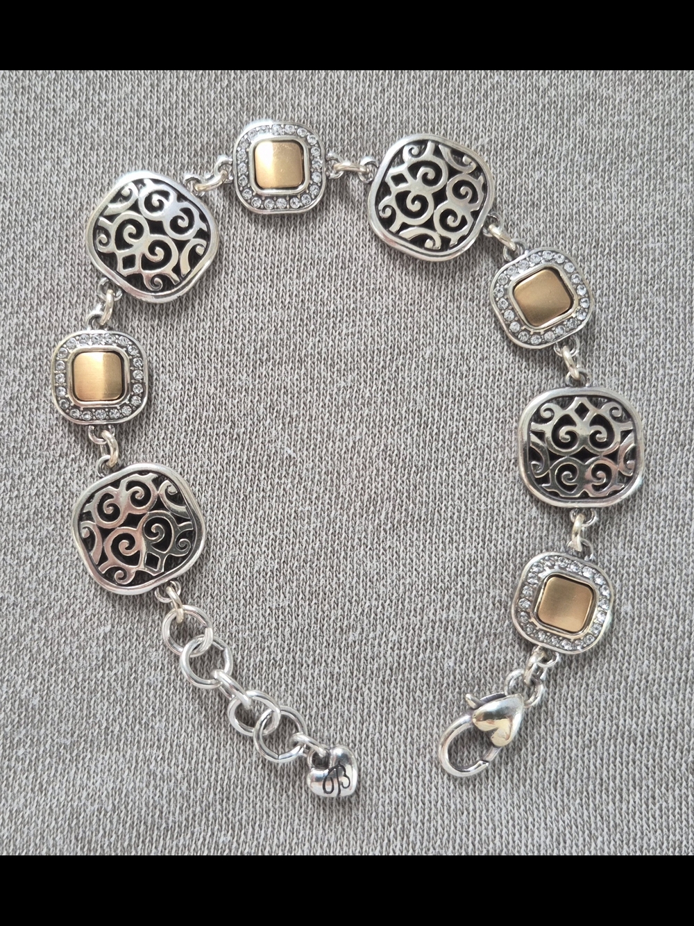 Brighton Two-Tone Silver and Gold Scroll Link Bracelet